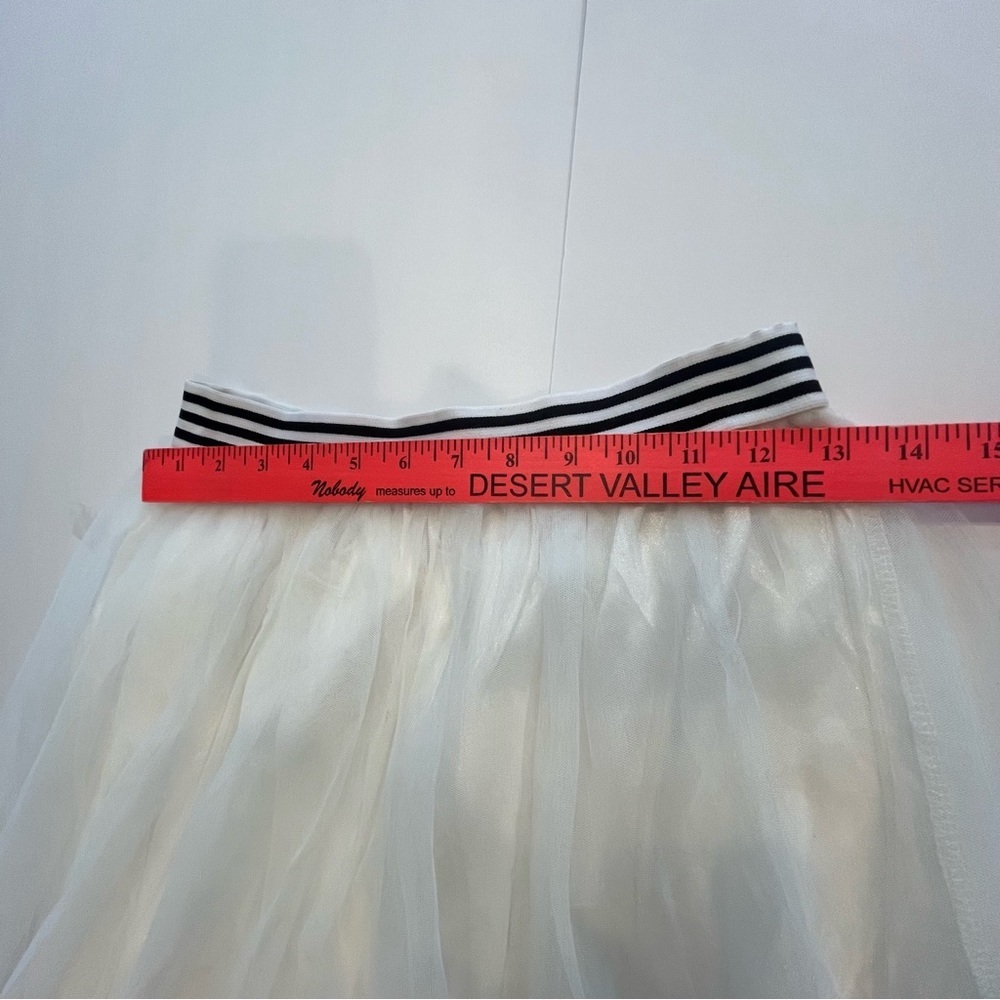 Vintage Skirt Midi White Tulle Sheer Whimsical Festival Embroidered Floral Artsy - Picture 8 of 11